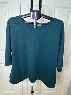 Belldini Teal Boatneck 3/4 Sleeve Top